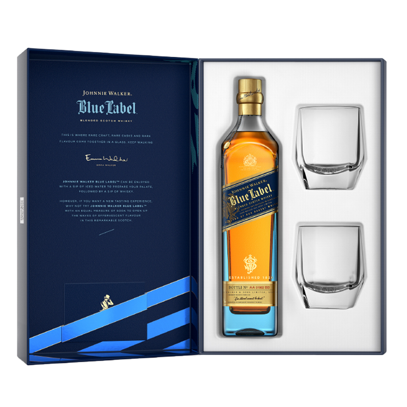 Buy Johnnie Walker Blue Label 750ml T Pack With 2 Crystal Glasses Price Offers Delivery 9327