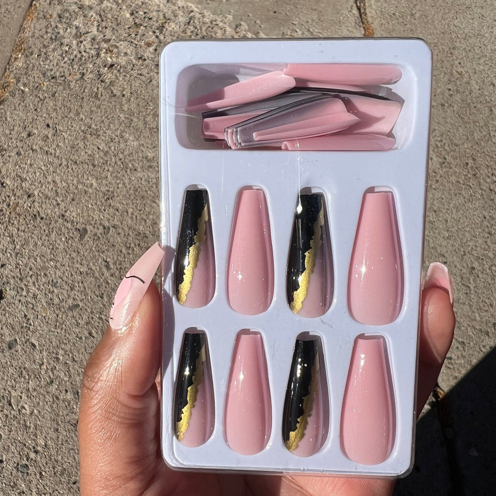 Pink Graphic Press On Nails – Everything Eva