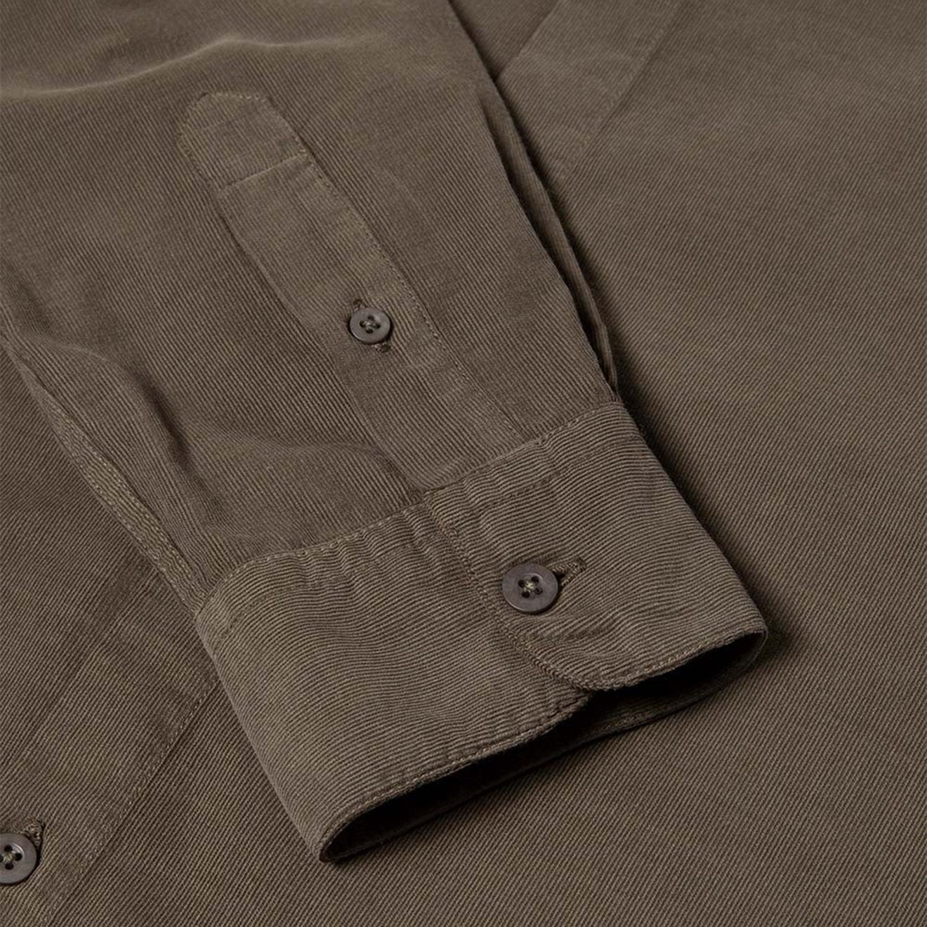 Sunspel Fine Corduroy Oxford Shirt Military Green - Yards Store Menswear