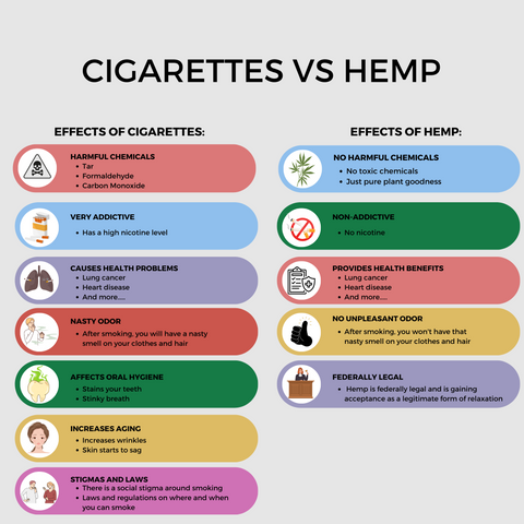 An infographic about hemp vs cigarettes