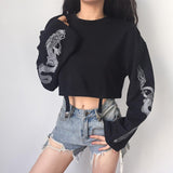 Autumn Loose Jumper Pullovers Crop Tops For Women - For Women USA