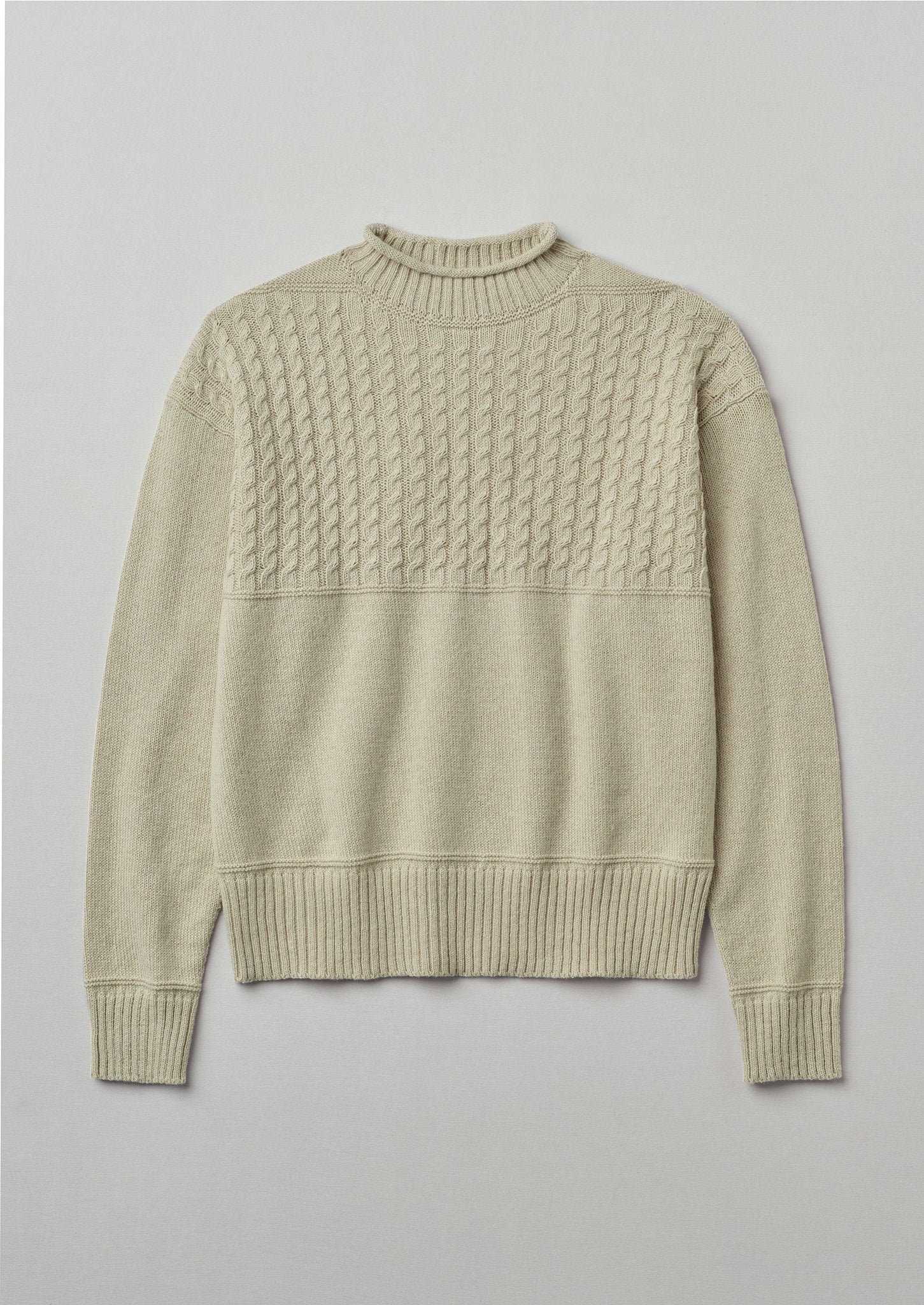 Gansey Yoke Wool Cotton Sweater | Stone