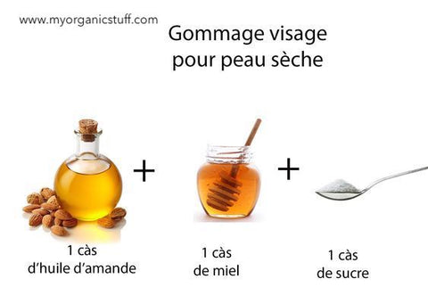 Gommage peau DIY Huile d'olive, miel et sucre