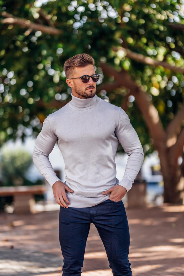 white polo neck jumper mens