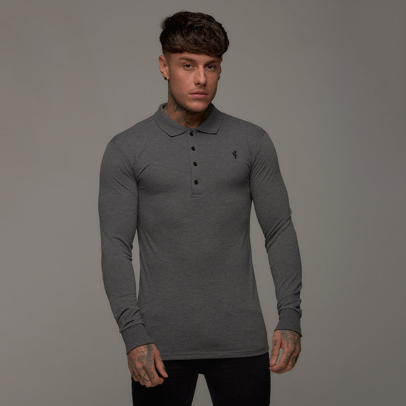 charcoal grey long sleeve polo