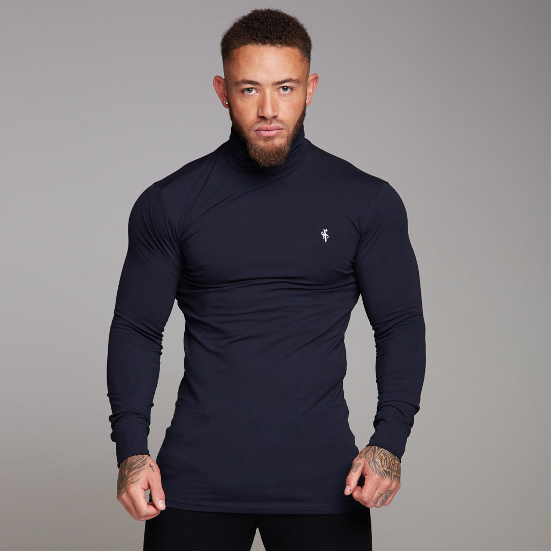 Father Sons Classic Navy Stretch Roll Neck - FSH164