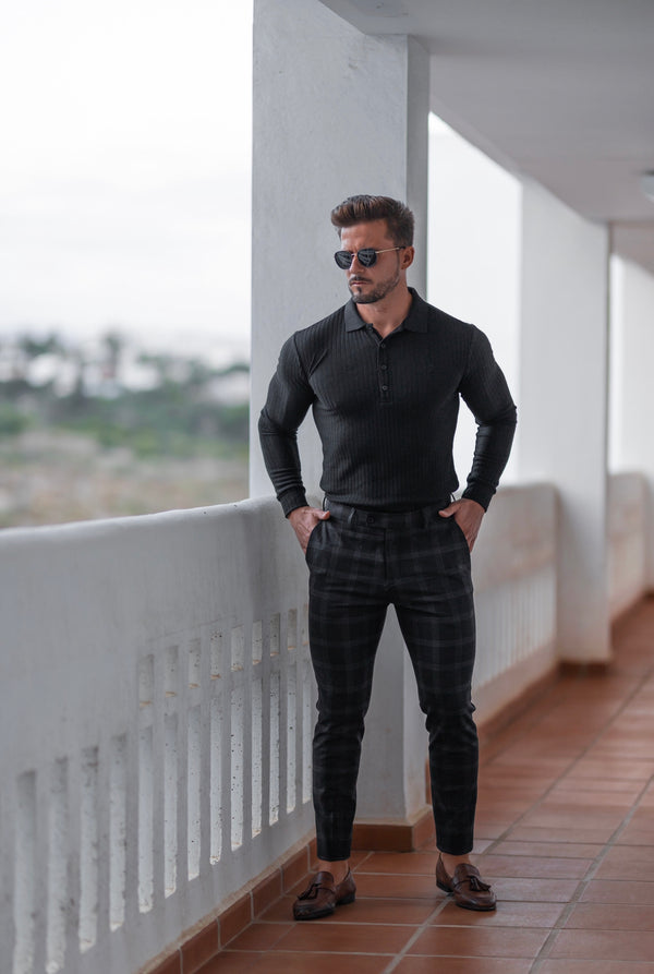 Father Sons Slim Formal Black Stretch Trousers - FST001
