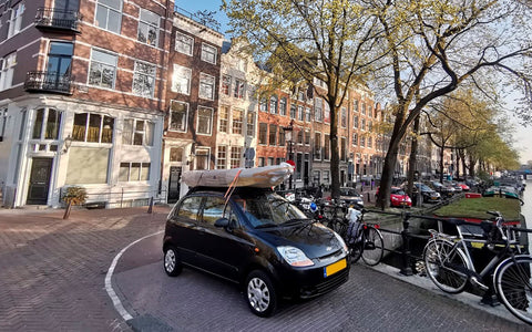 Car with a kayak on top