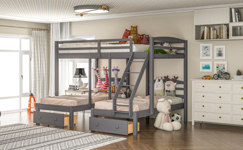 Triple Bunk Bed with Drawers - Minimal Decors
