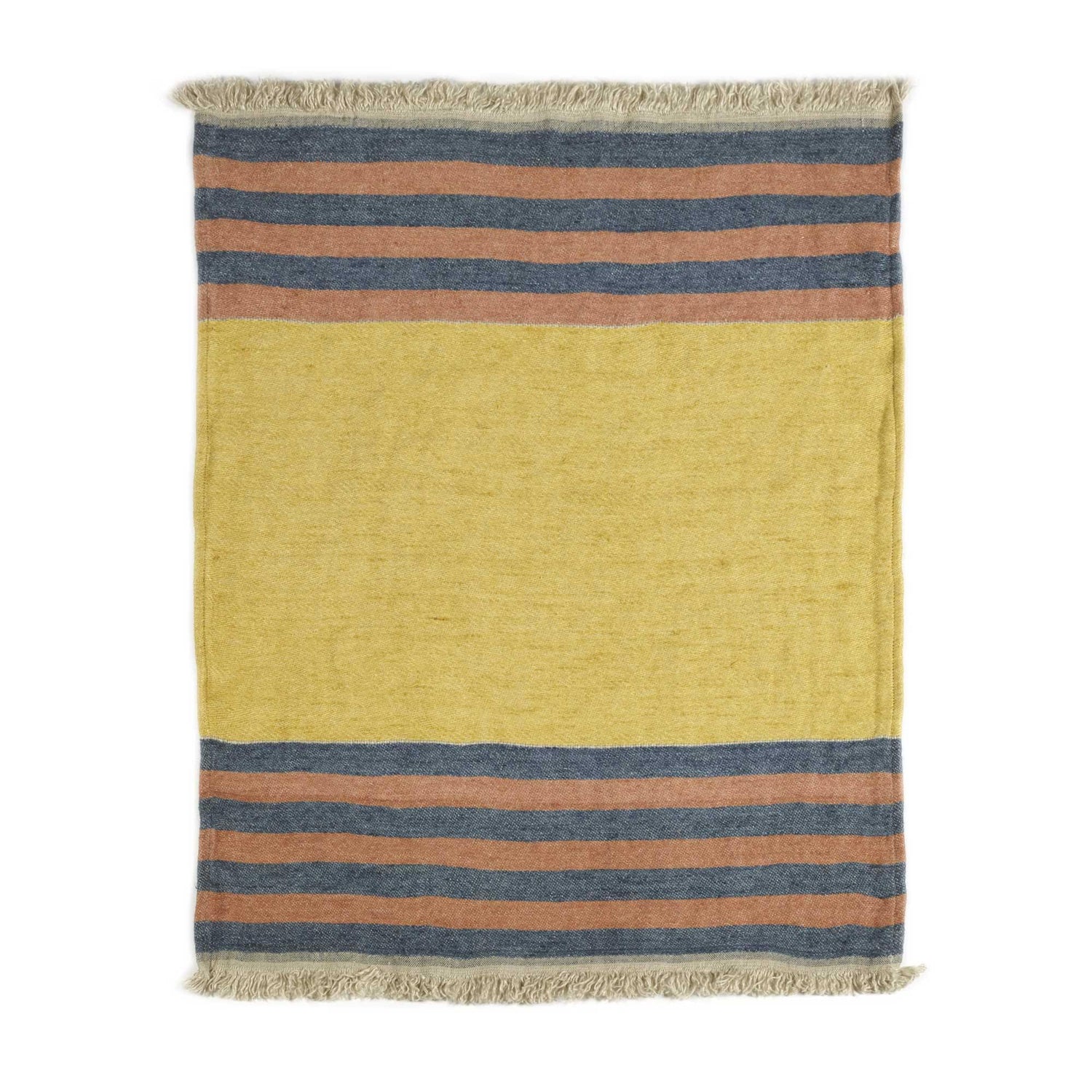 Belgian linen fouta throw blanket flat lay product shot in color Red Earth by Libeco for South Hous.