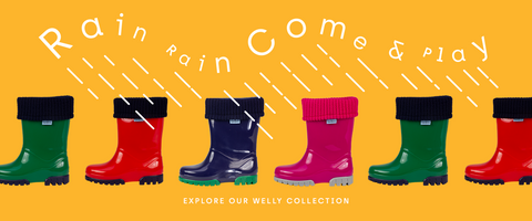 Rolltop childrens wellies by term footwear rain rain come and play!