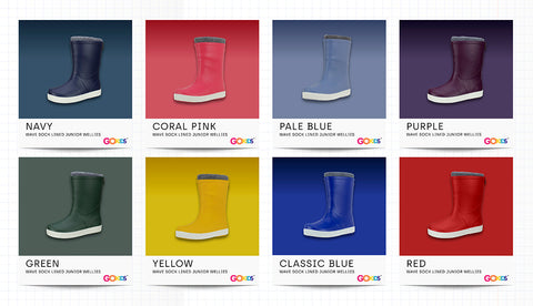 Bright colourful kids wellies