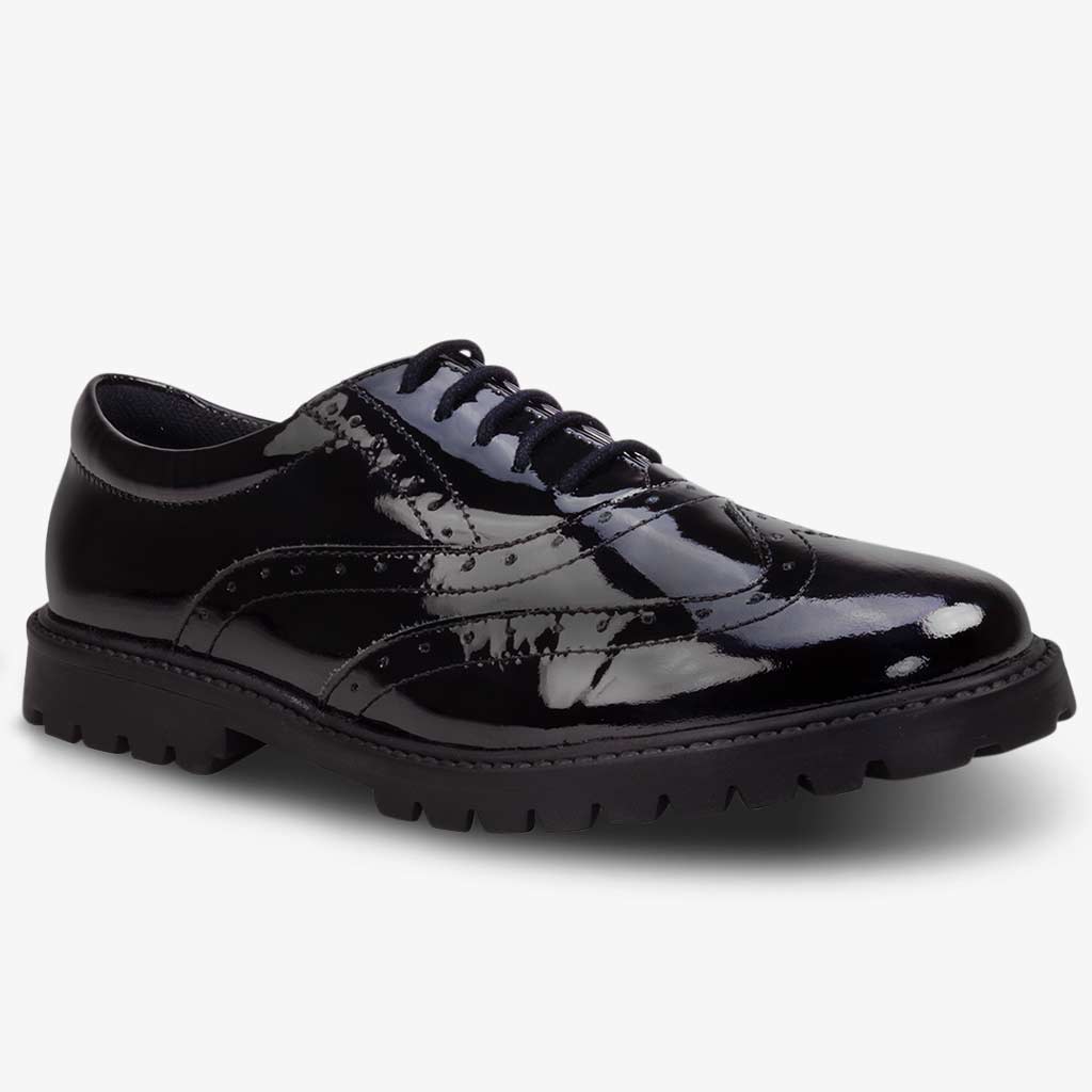shiny black school shoes