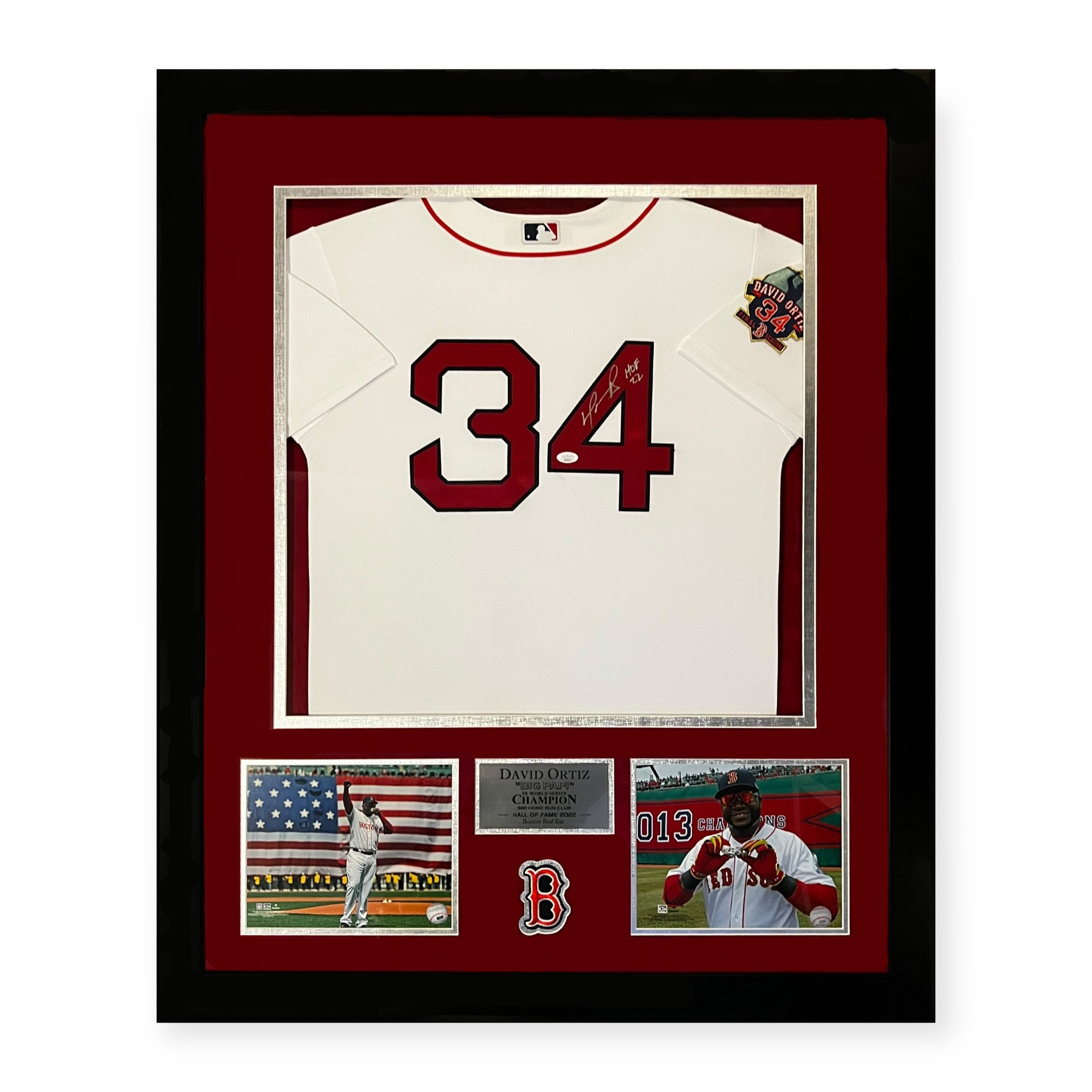 David Ortiz Red Sox Autographed Jersey w/ HOF 22 Inscription Framed To 32x40 JSA