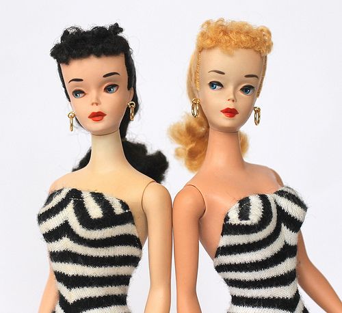 Blonde and Brunette original Barbie dolls