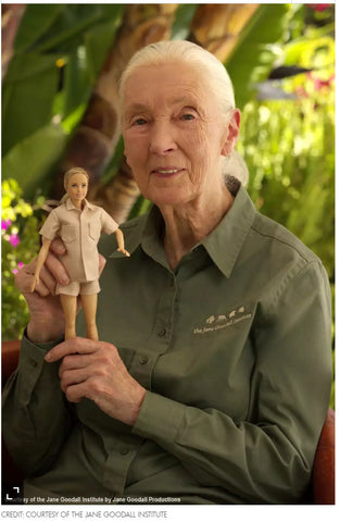 Jane Goodall with Jane Goodall Barbie