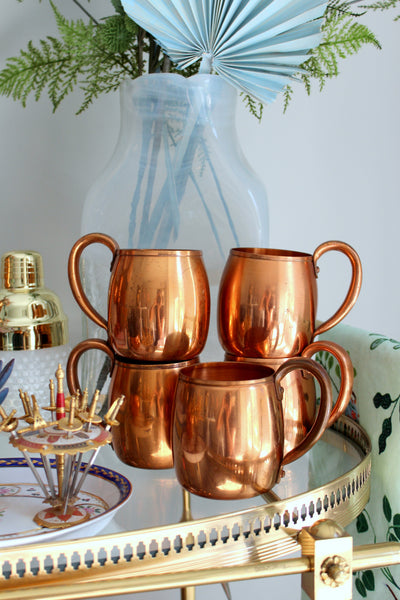 set of 4 copper mugs