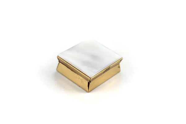 Vintage Silver and Gold Tone Metal Square Pill Box Divided Pill