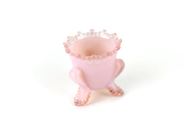 VINTAGE BOYD'S PINK AND WHITE GLASS POT - TIQUE-TOCK