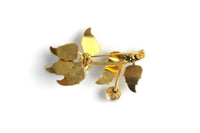Vintage Gold & White Enamel & Pearl Flower Brooch