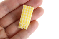 Vintage Half Scale 1:24 Miniature Dollhouse Yellow & White Gingham Print Kitchen Towel