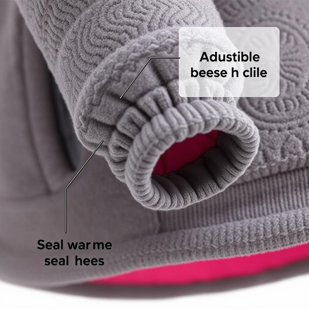 Close-up of elastic cuffs and hem on a children's fleece jacket