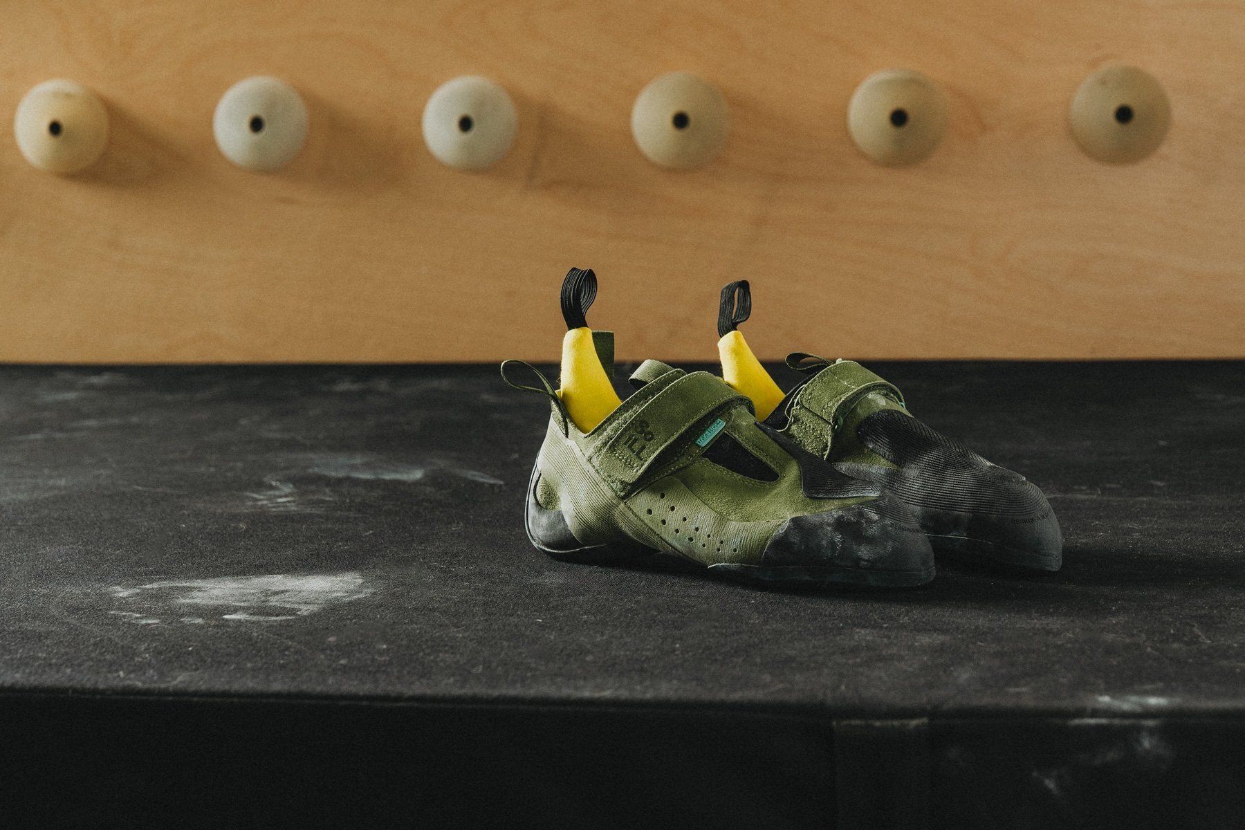 Boot Banana deodorizing shoe inserts are shown in a pair of So ilL rock climbing shoes