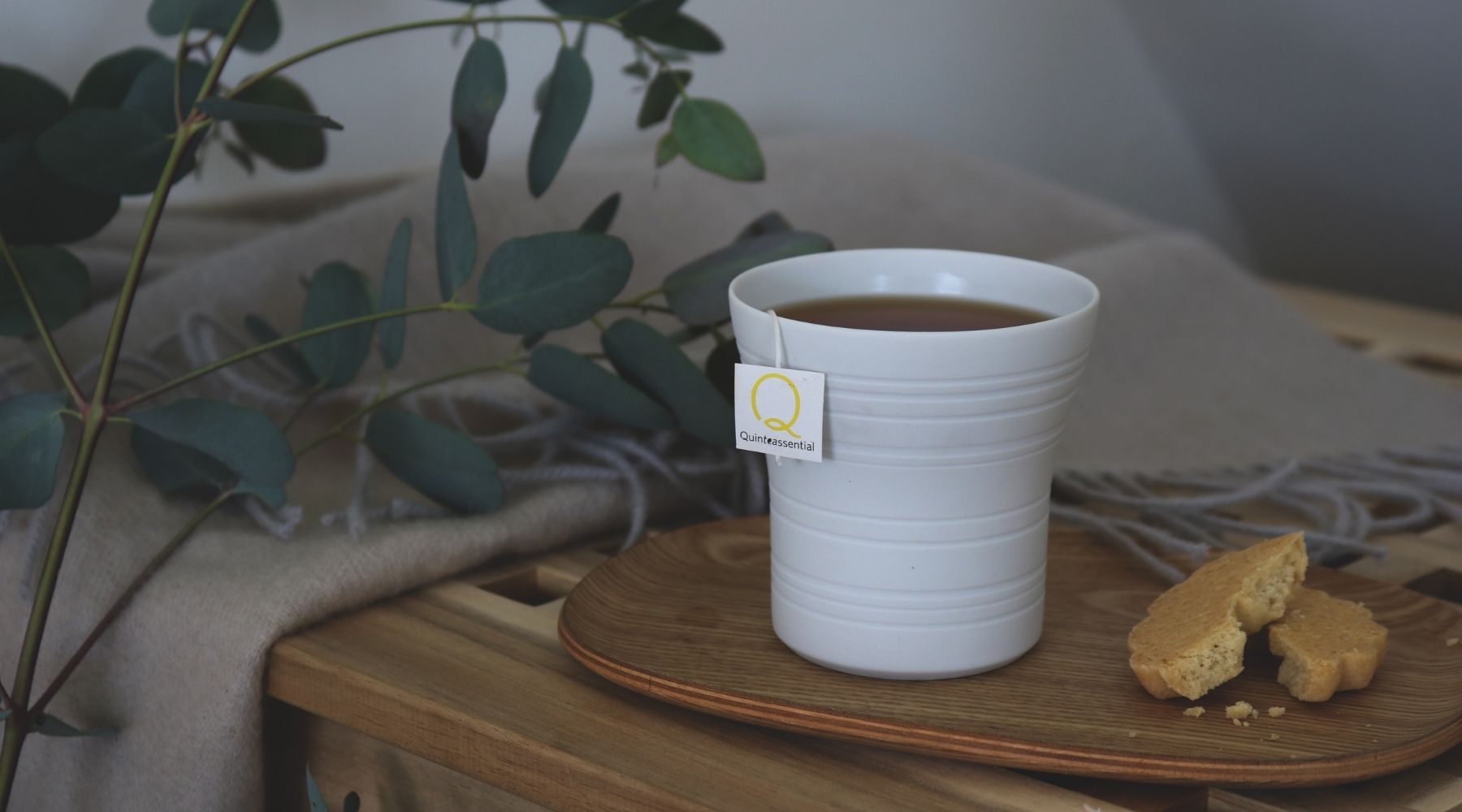 Peppermint tea and a biscuit