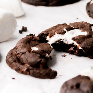 Marshmallow cookies made with black cocoa powder