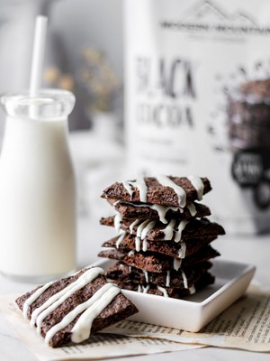 Brownie brittle made with Modern Mountain Black Cocoa Powder