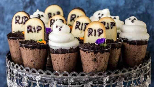 Chocolaty, single-serving-sized, made-from-scratch Ghosts in the Graveyard Treats. 