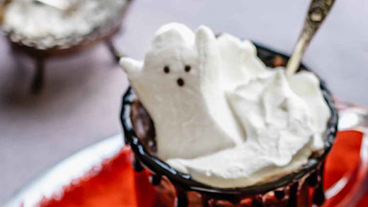 This rich Halloween hot chocolate is a spooky version of a classic hot cocoa. Perfect for a brisk trick-or-treat night or Halloween party, 