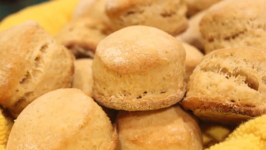 Pile of gluten-free biscuits made with potato flour