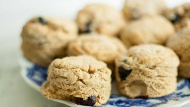 A plate of blueberry scones made with KAMUT flour