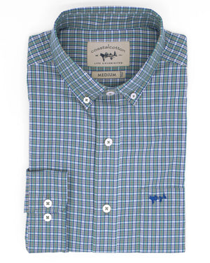 Coastal Cotton Long Sleeve Sport Shirt - Emerald Check-Youth - Willow at Merle Norman