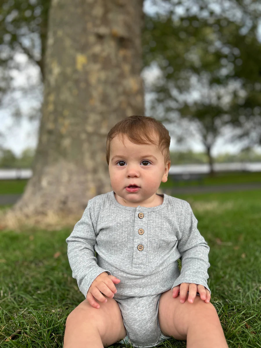 Me & Henry Grey Rib Aynor Onesie