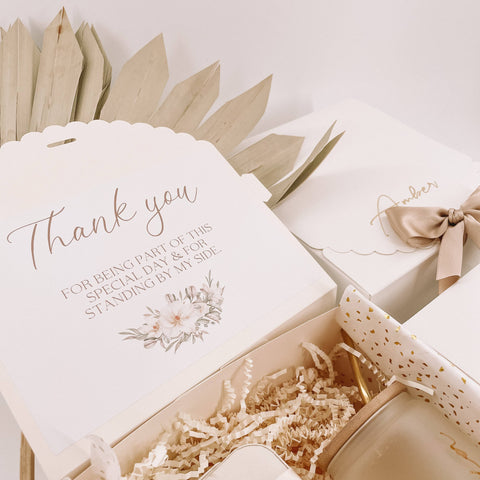 Meaningful Thank you for being part of my wedding message on gift box. Handmade by Bossy Creations