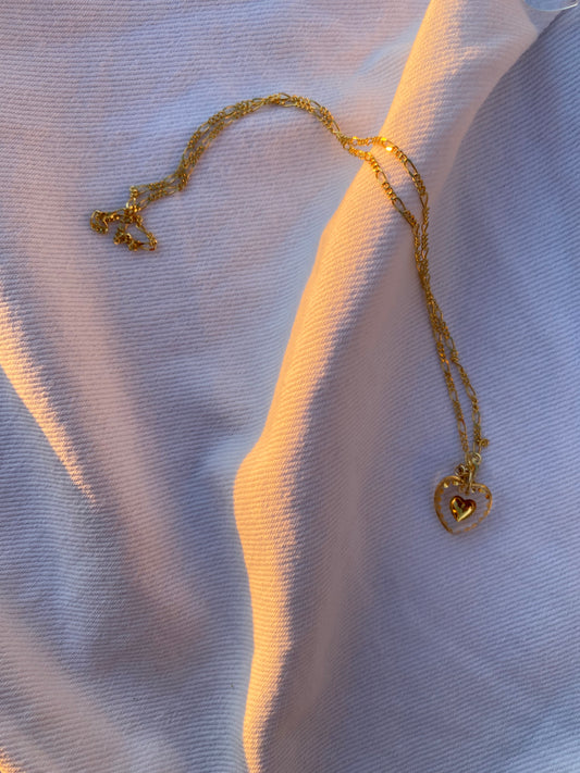 Glass Gold Heart Necklace