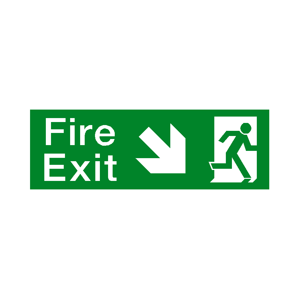 Fire Exit Arrow Down Right Sign | PVC Safety Signs