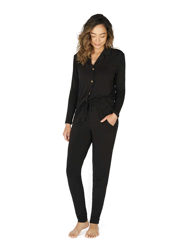 Buy Wholesale Women's Black Pajama Set - Wholesale by Weekend Made Sleepwear  | Handshake Marketplace