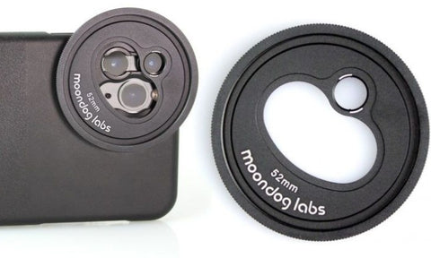 2 lens mount, one of which is fitted on a phone camera lens