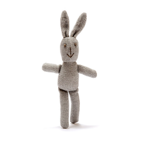 Pebble Bunny Toy Baby Rattle, Knit Toy Rabbit