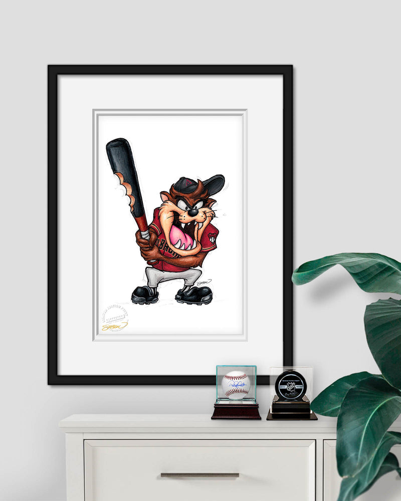 Houston Astros Taz on Deck Minimalist Looney Tunes Collection 11 x 17 Fine  Art Print by artist S. Preston