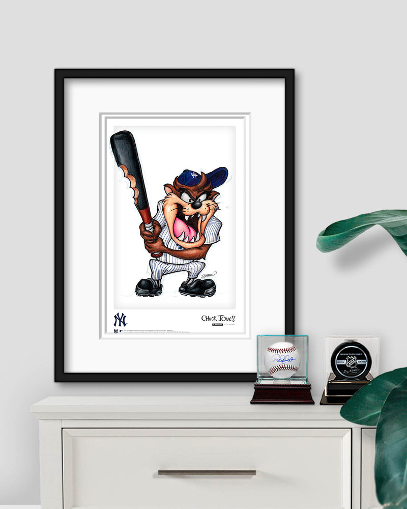 New York Yankees Taz on Deck Minimalist Looney Tunes Collection 11 x 17  Fine Art Print by artist S. Preston