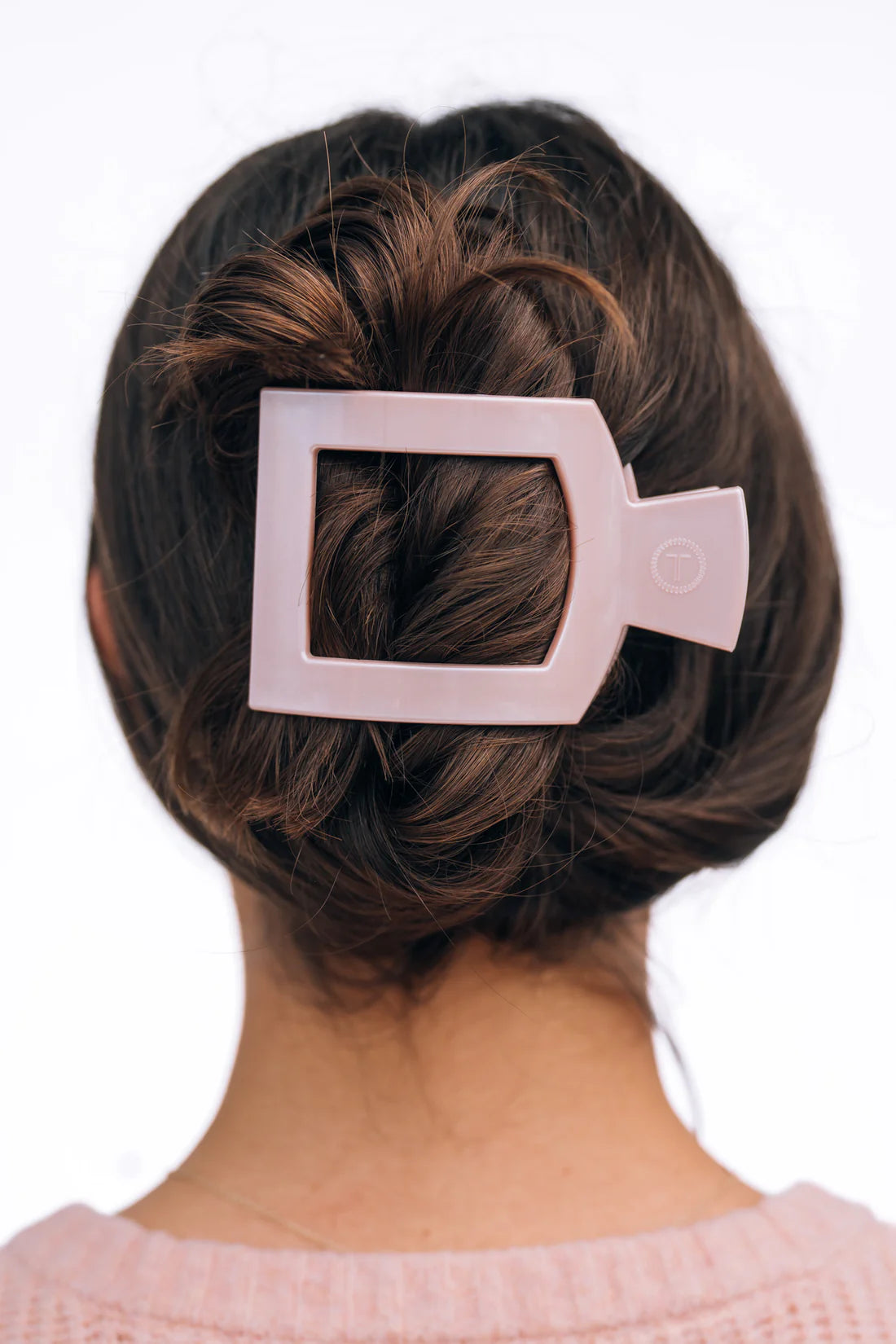 Teleties Large Flat Square Clip | Pearly Pink