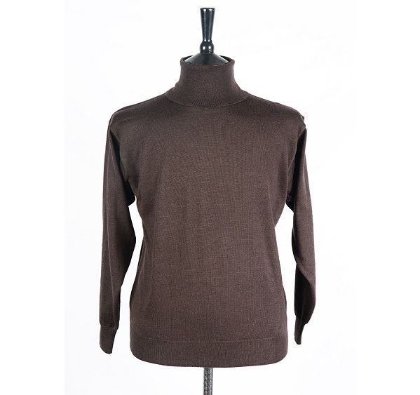 mens dark brown roll neck jumper