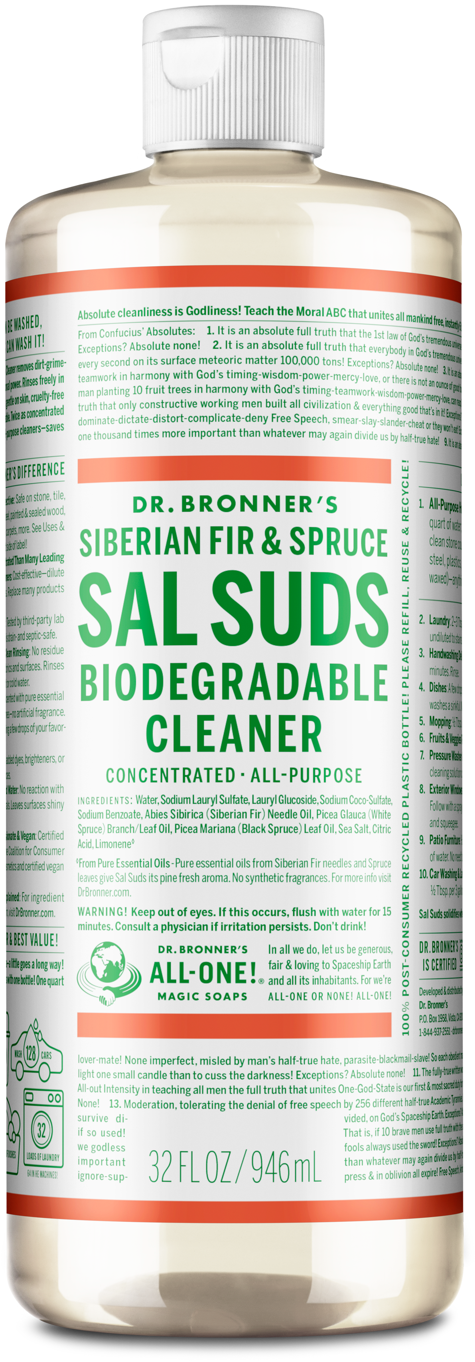 Dr. Bronner's - Sal Suds Biodegradable Cleaner (16 Ounce) - All-Purpose  Cleaner, Pine Cleaner for Floors, Laundry and Dishes, Concentrated, Cuts  Grease and Dirt, Powerful Cleaner, Gentle on Skin 