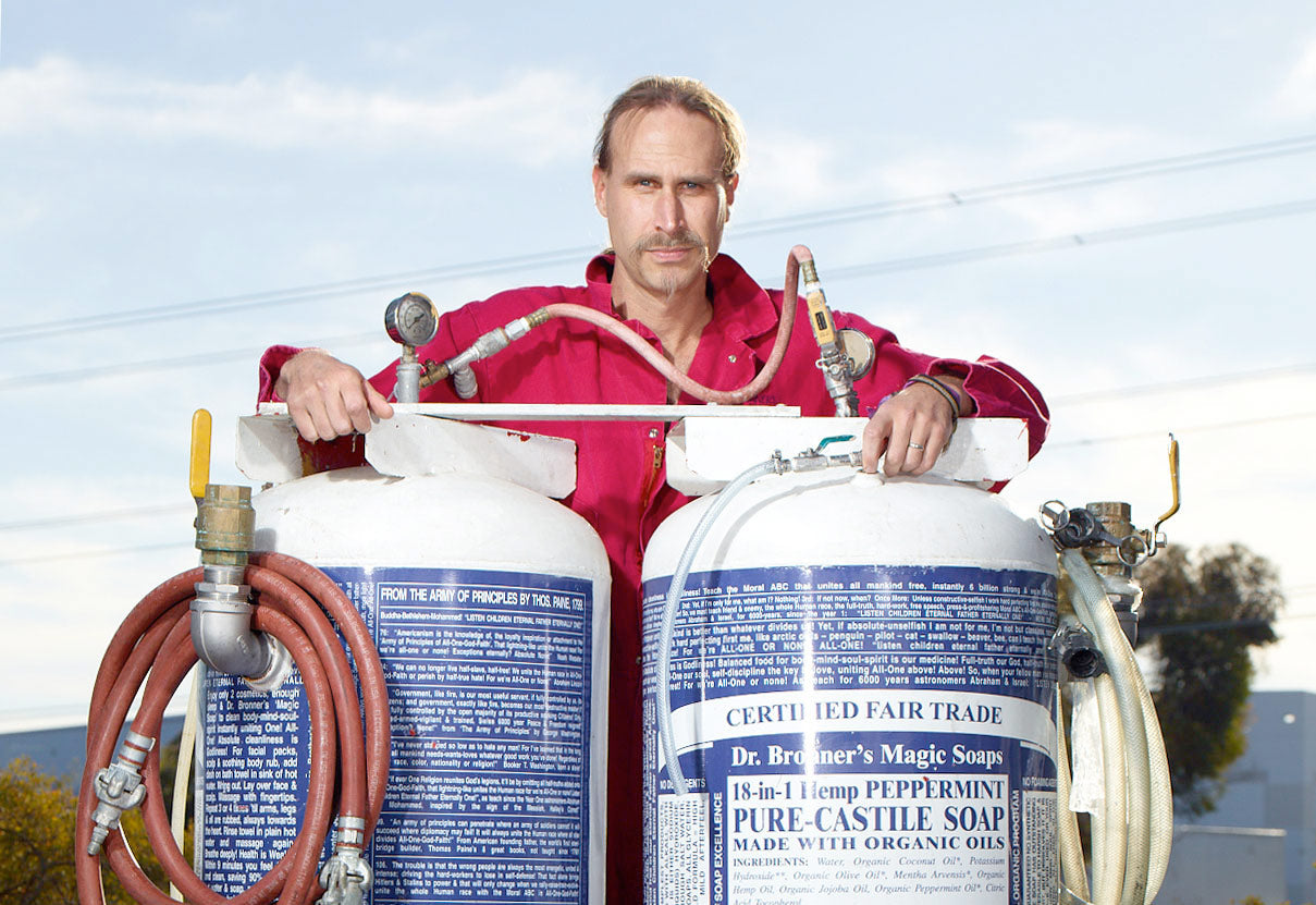 David with soap equipment.