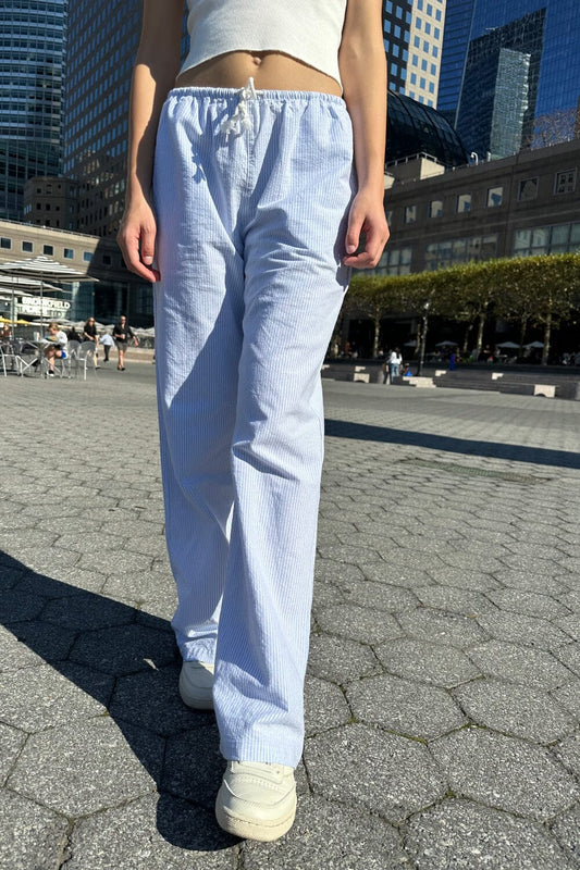 High waist Linen Pants - Lou Light Blue MADLADY