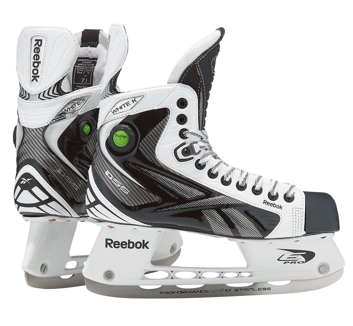 Reebok White K Pump Ice Skates 